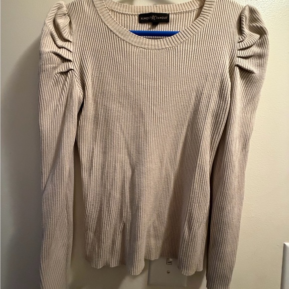 Almost Famous Cream Ribbed Knit Top - Picture 1 of 4
